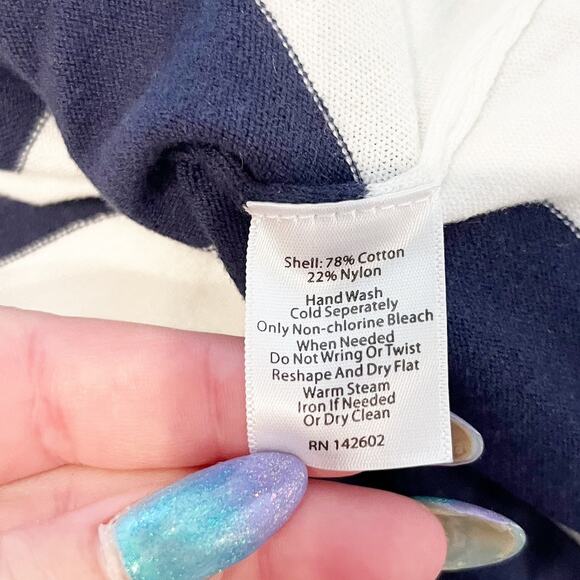 Sail to Sable Hydna Fringe Trim Striped Sweater Tank Top White Blue XS - Picture 4 of 9